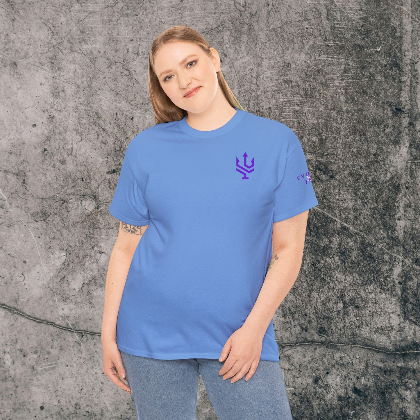 Unisex Heavy Cotton Tee Purple Font - I Elevate!