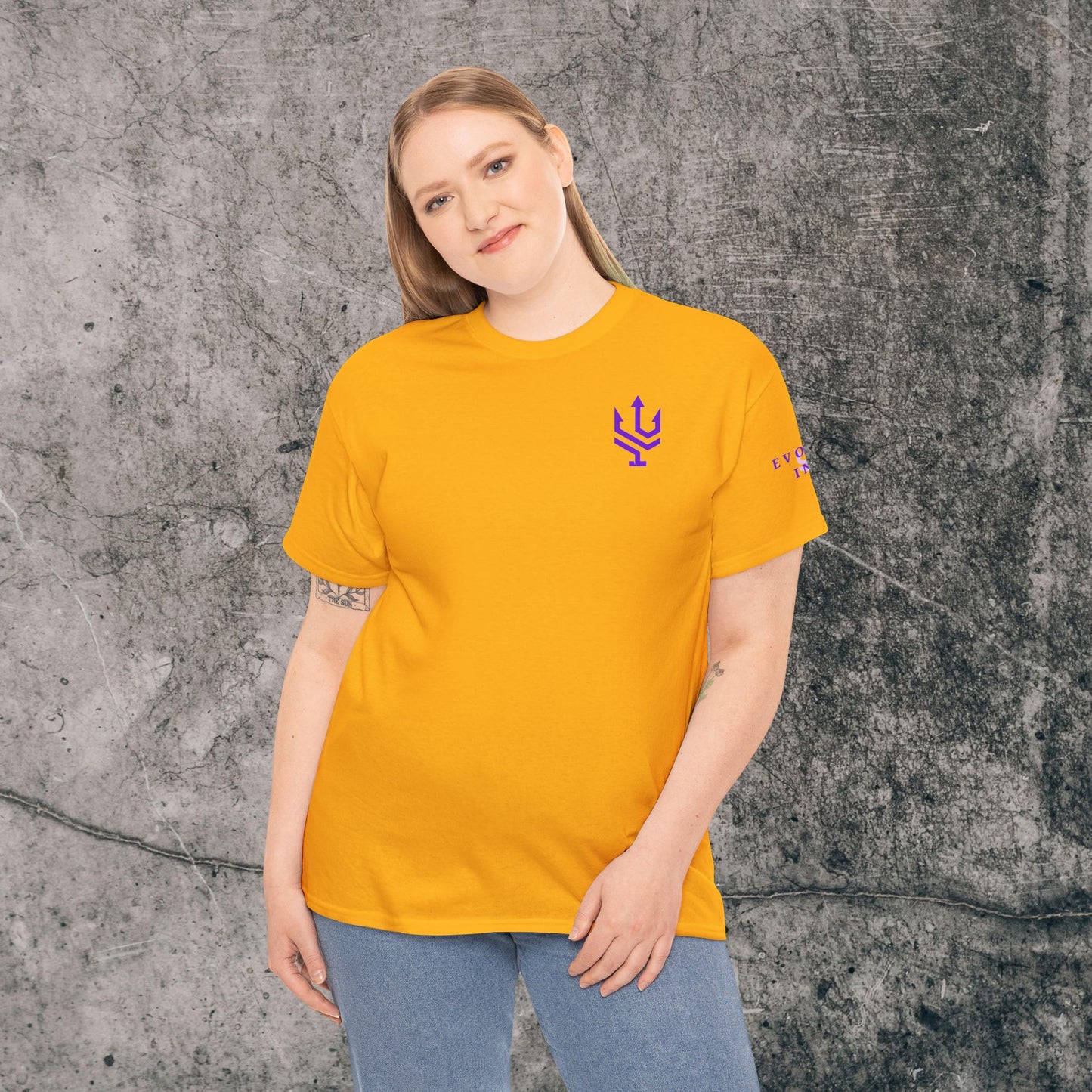 Unisex Heavy Cotton Tee Purple Font - I Elevate!