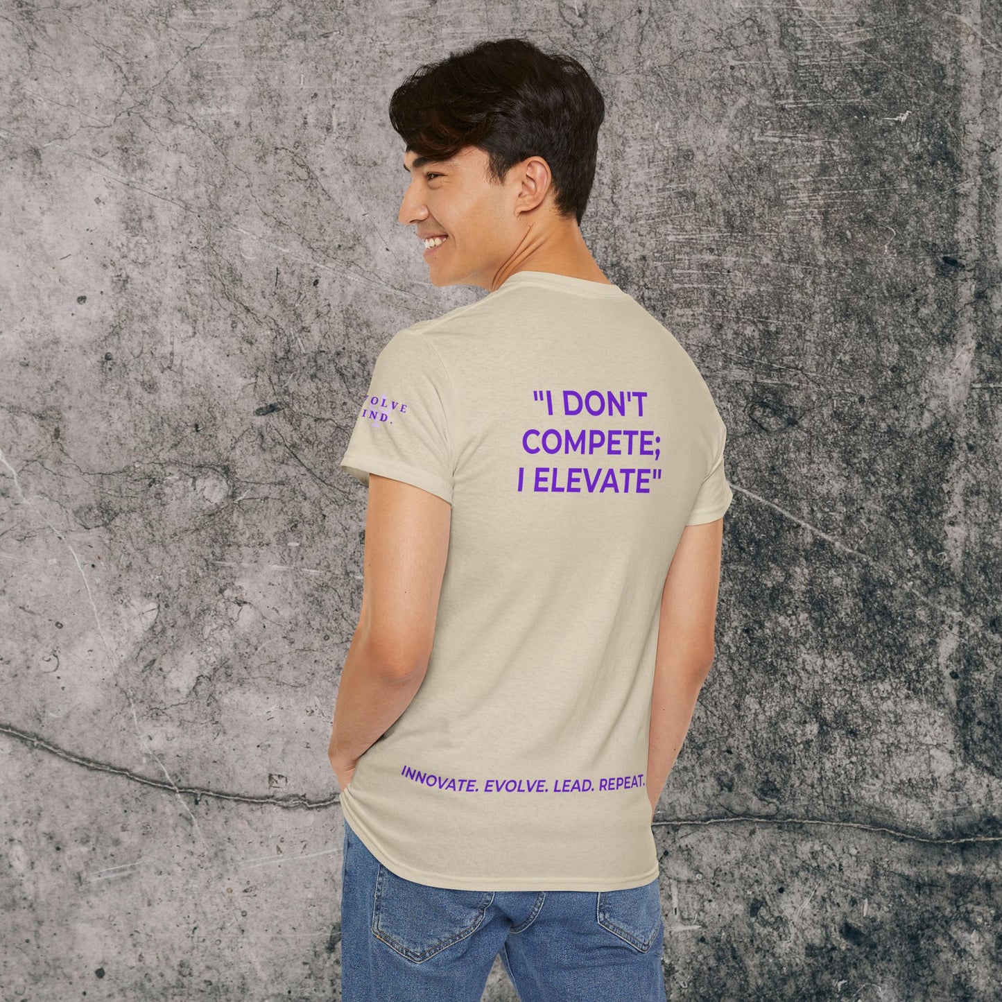 Unisex Heavy Cotton Tee Purple Font - I Elevate!