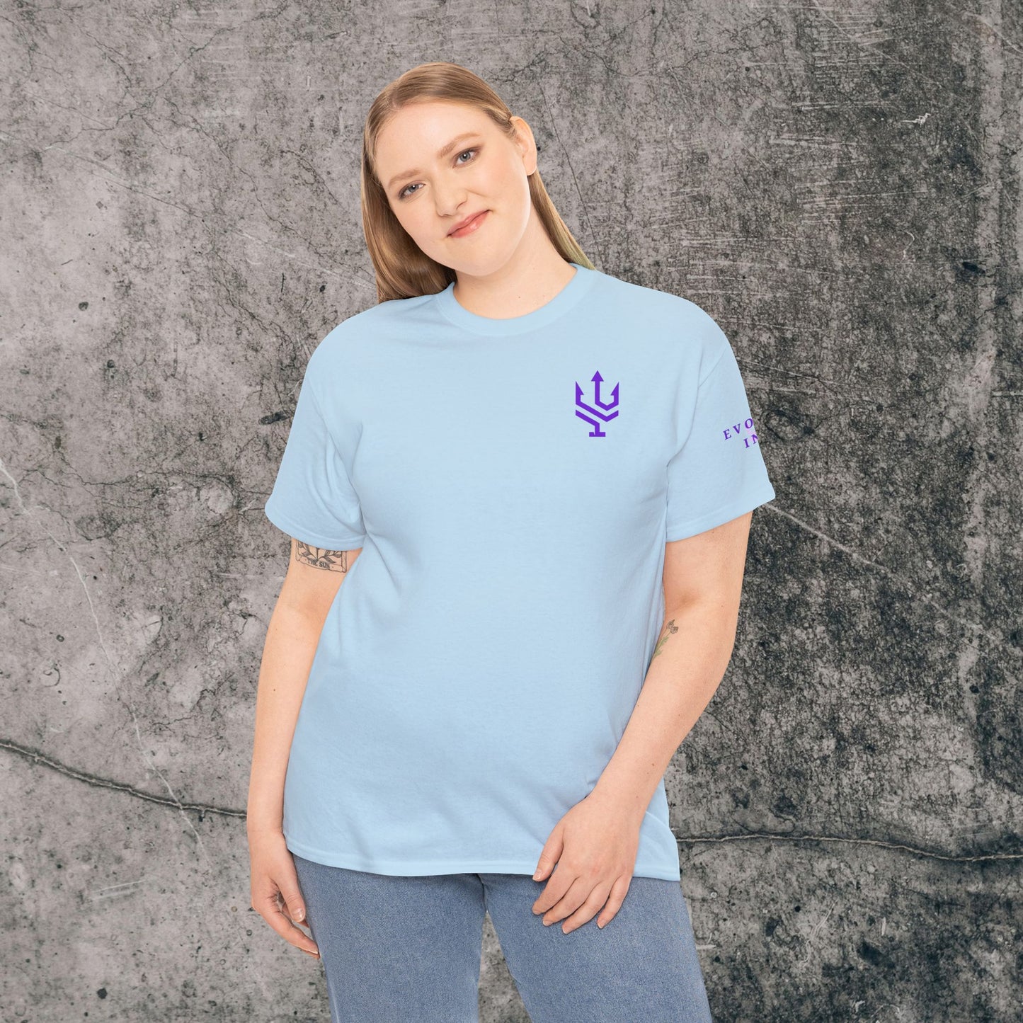 Unisex Heavy Cotton Tee Purple Font - I Elevate!