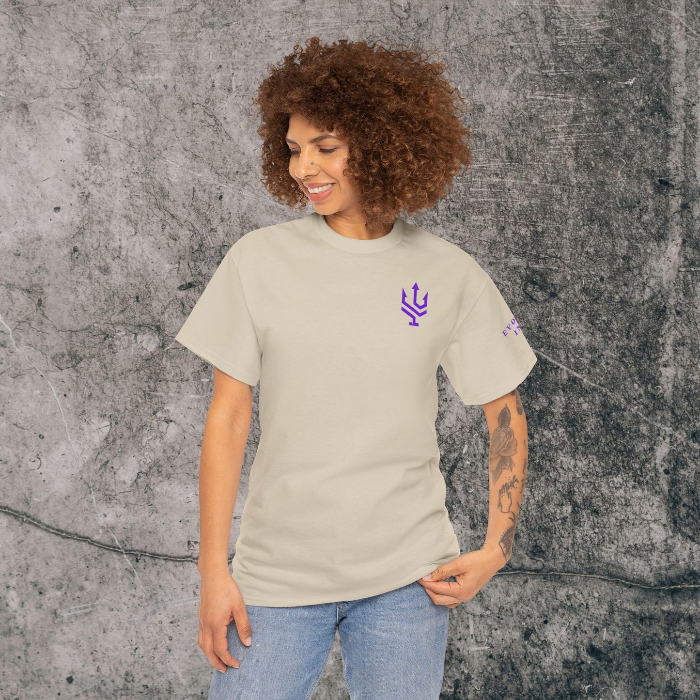 Unisex Heavy Cotton Tee Purple Font - I Elevate!