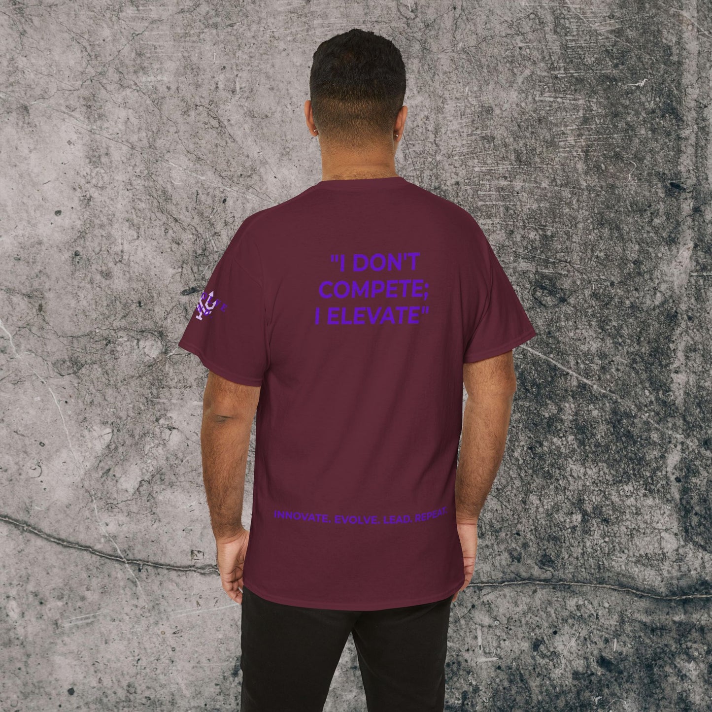 Unisex Heavy Cotton Tee Purple Font - I Elevate!