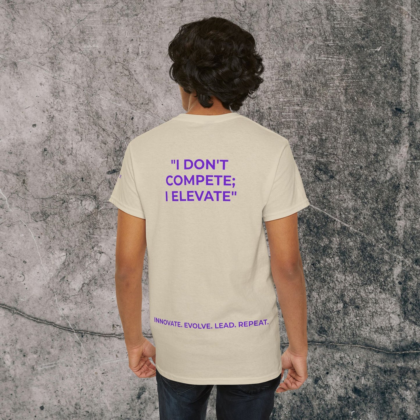 Unisex Heavy Cotton Tee Purple Font - I Elevate!