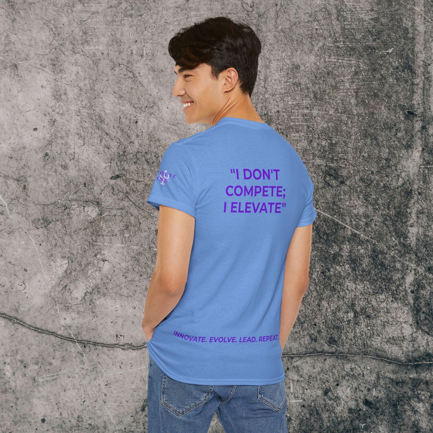 Unisex Heavy Cotton Tee Purple Font - I Elevate!