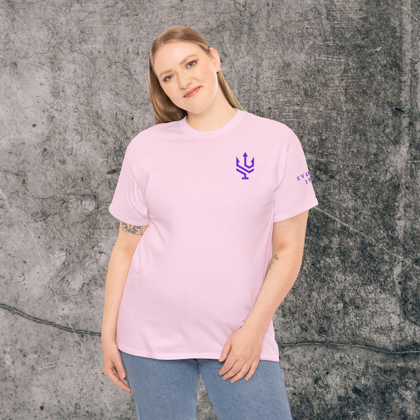Unisex Heavy Cotton Tee Purple Font - I Elevate!