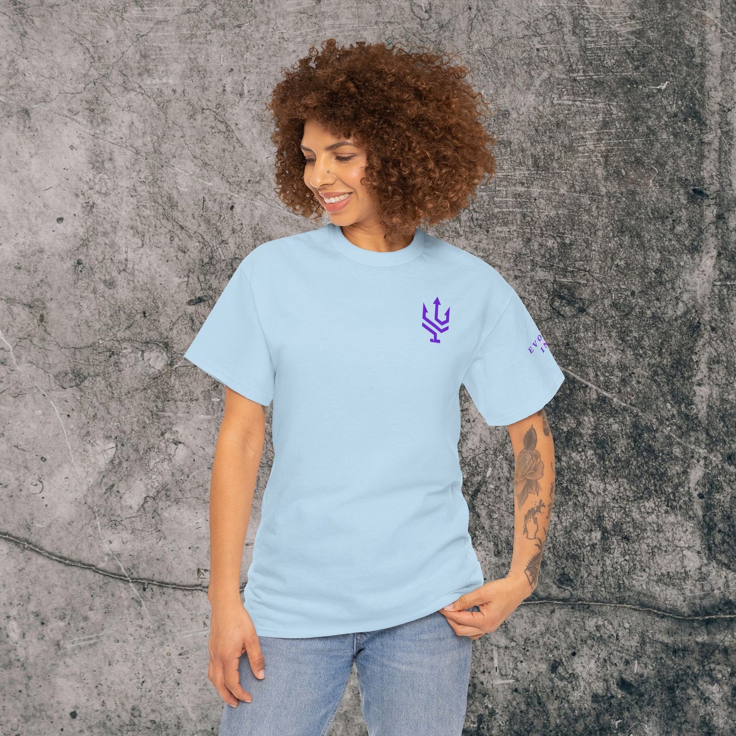 Unisex Heavy Cotton Tee Purple Font - I Elevate!