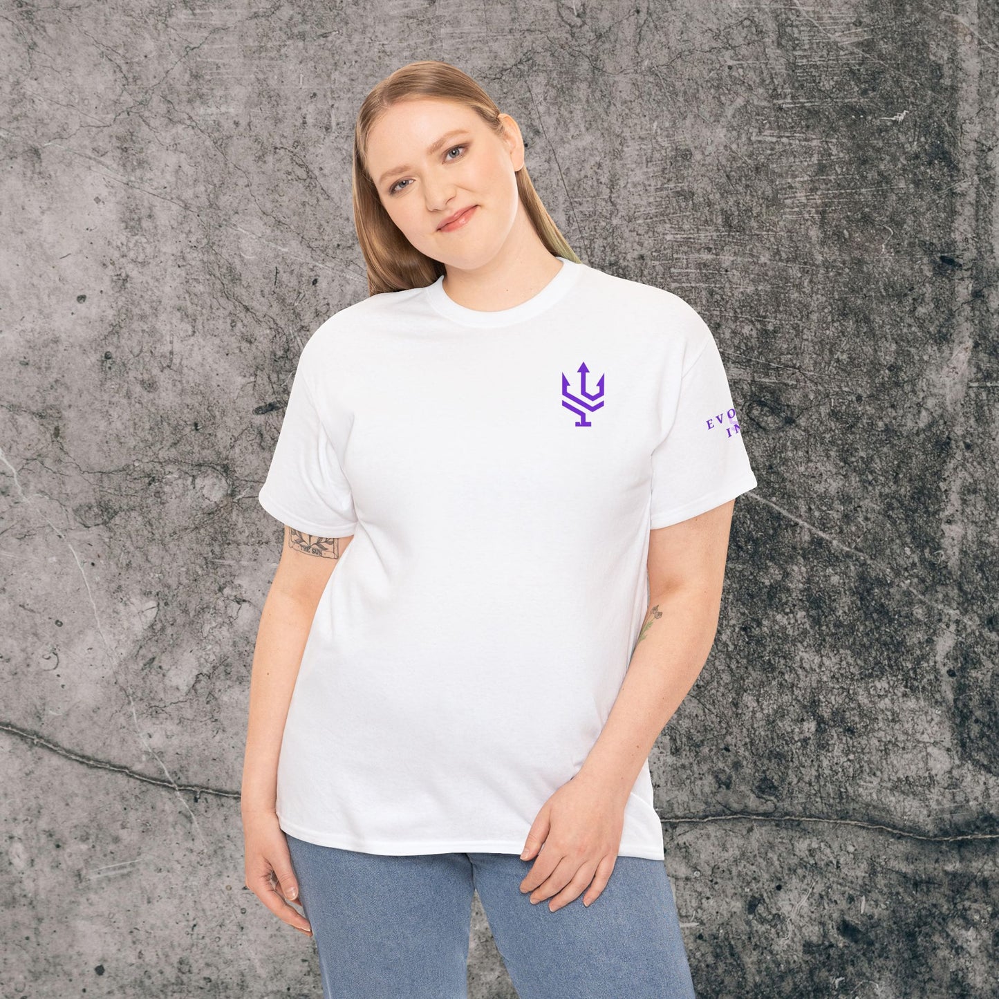 Unisex Heavy Cotton Tee Purple Font - I Elevate!