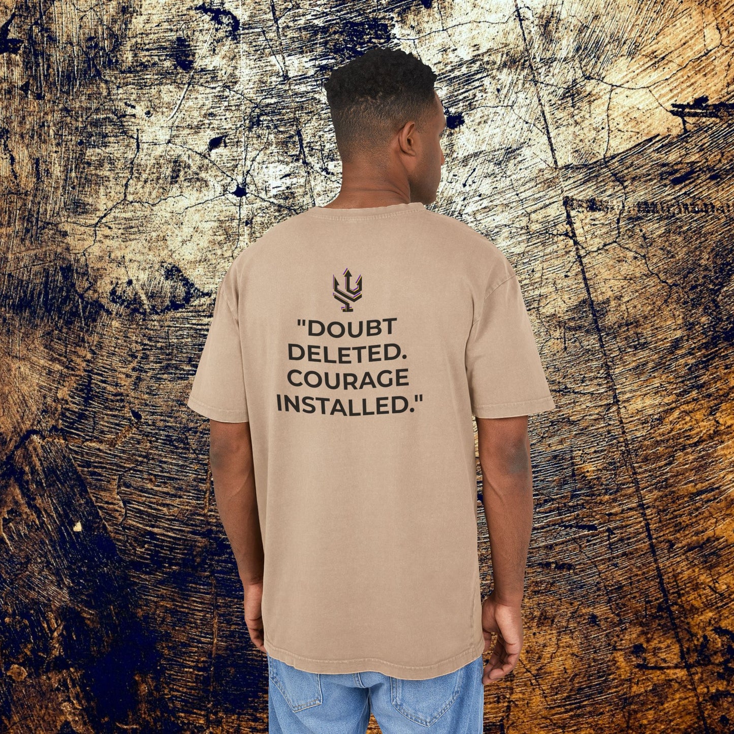 Exclusive Acid Washed Heavy Oversize Tee - Courage!