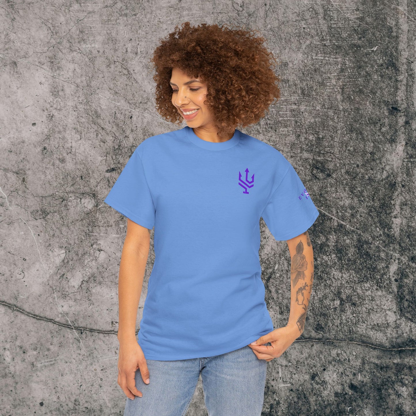 Unisex Heavy Cotton Tee Purple Font - I Elevate!