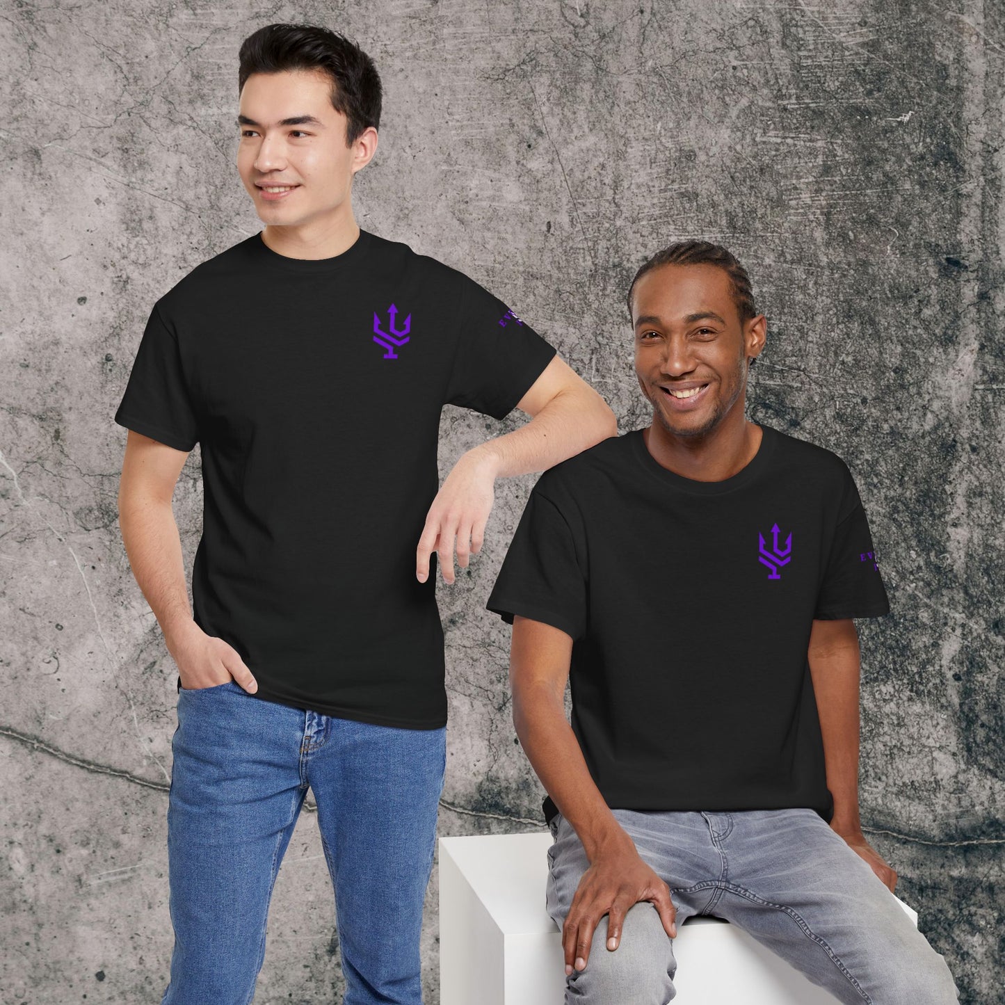 Unisex Heavy Cotton Tee Purple Font - I Elevate!