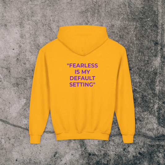 Youth Heavy Blend Hoodie Purple Font - Fearless!