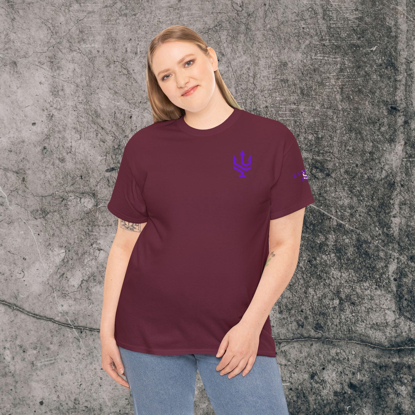 Unisex Heavy Cotton Tee Purple Font - I Elevate!