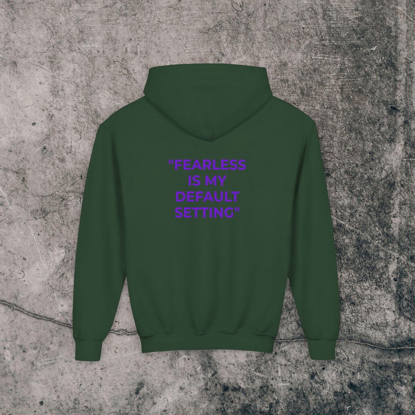Youth Heavy Blend Hoodie Purple Font - Fearless!