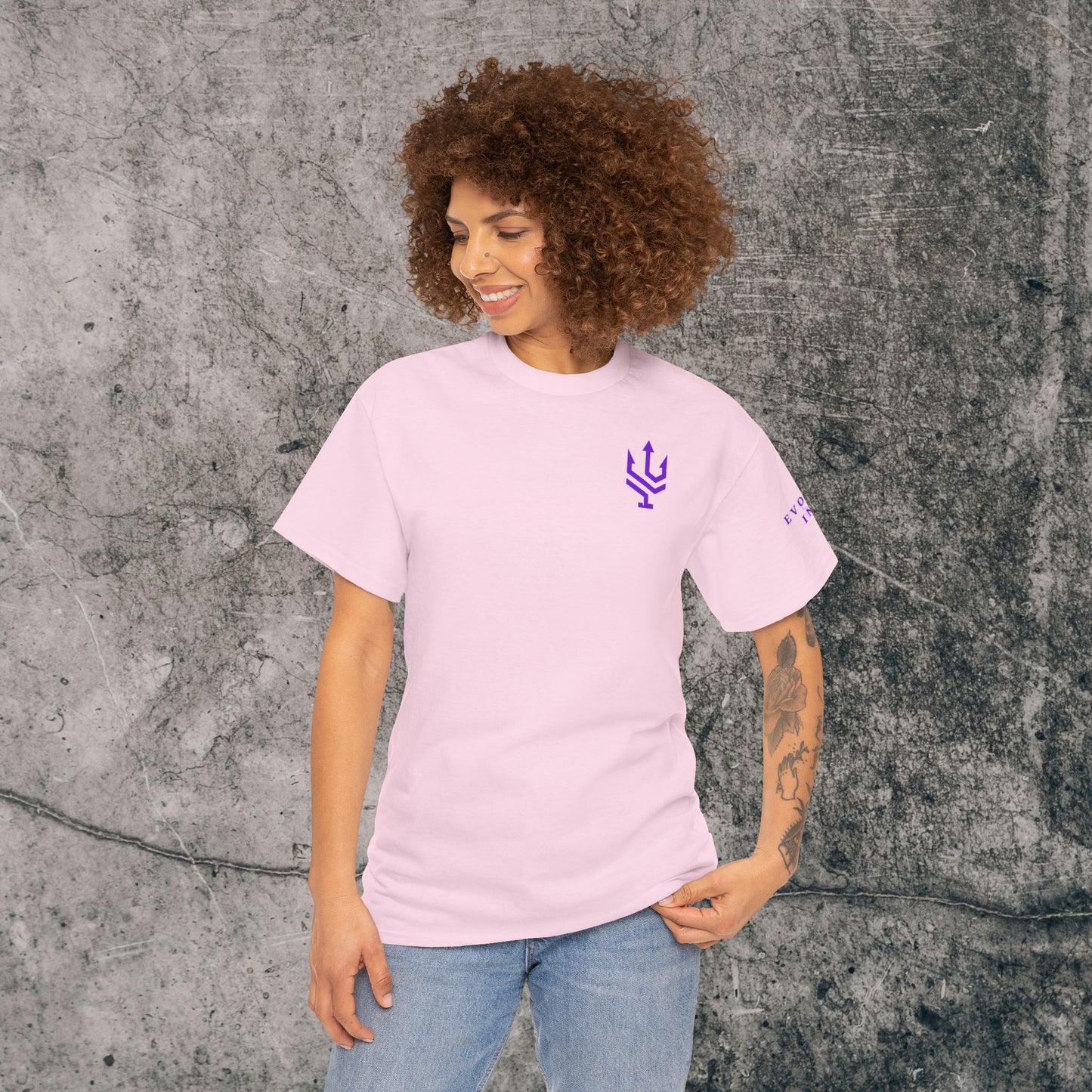 Unisex Heavy Cotton Tee Purple Font - I Elevate!