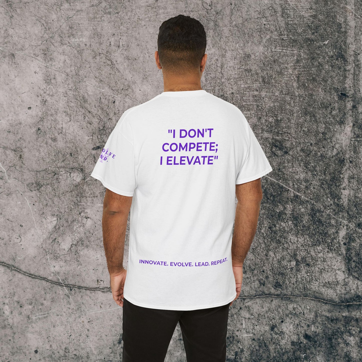 Unisex Heavy Cotton Tee Purple Font - I Elevate!