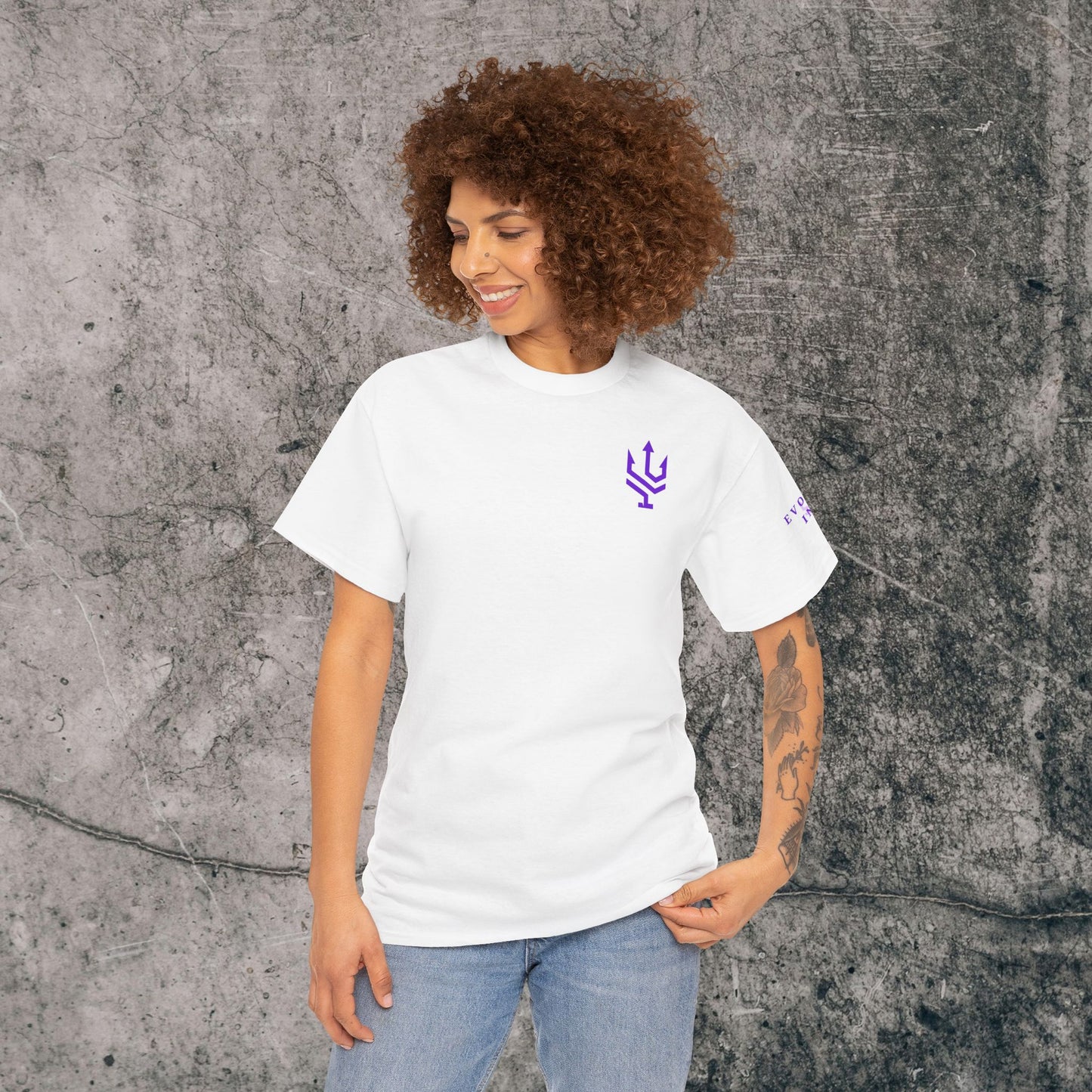 Unisex Heavy Cotton Tee Purple Font - I Elevate!