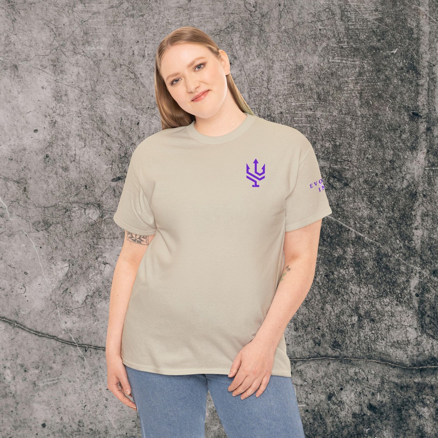 Unisex Heavy Cotton Tee Purple Font - I Elevate!