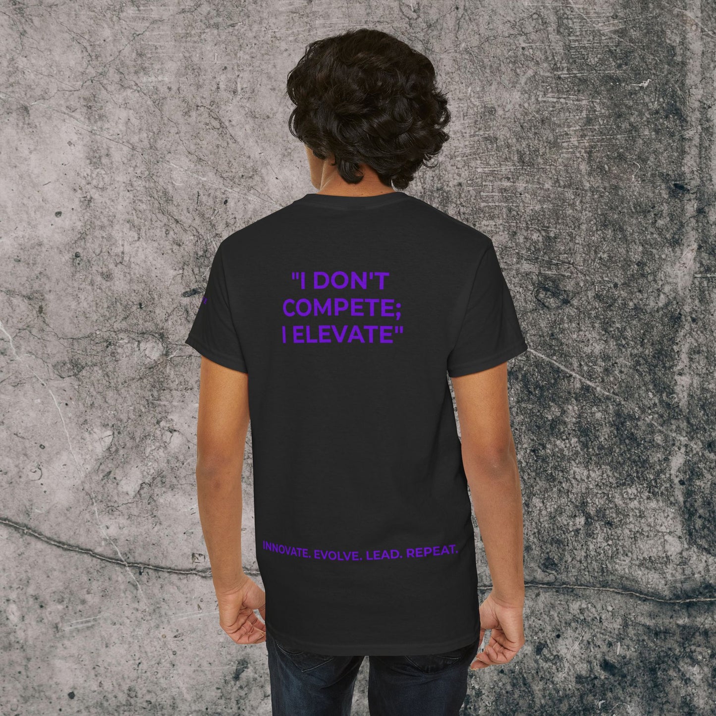 Unisex Heavy Cotton Tee Purple Font - I Elevate!