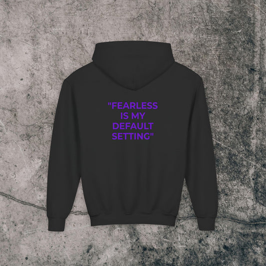 Youth Heavy Blend Hoodie Purple Font - Fearless!