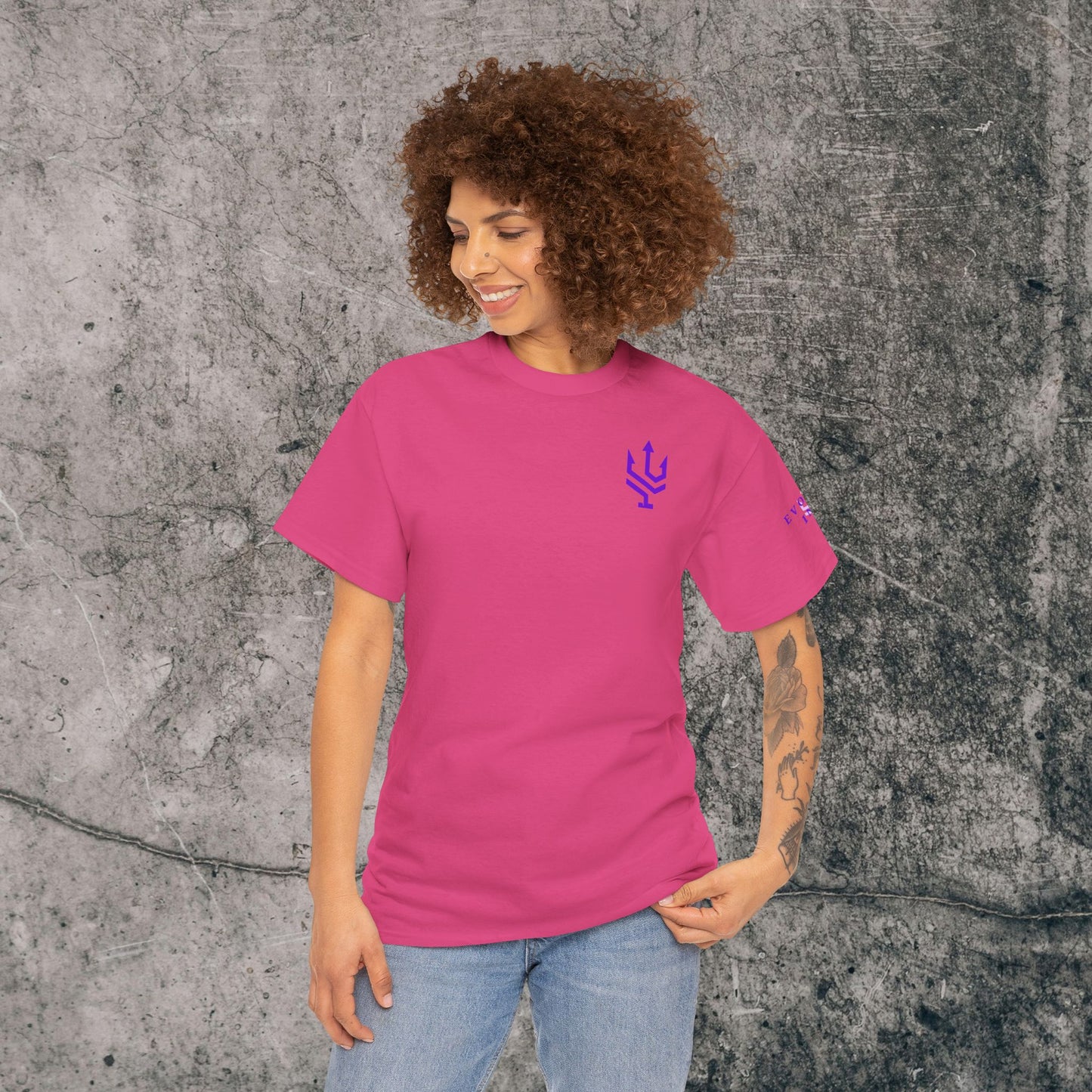 Unisex Heavy Cotton Tee Purple Font - I Elevate!