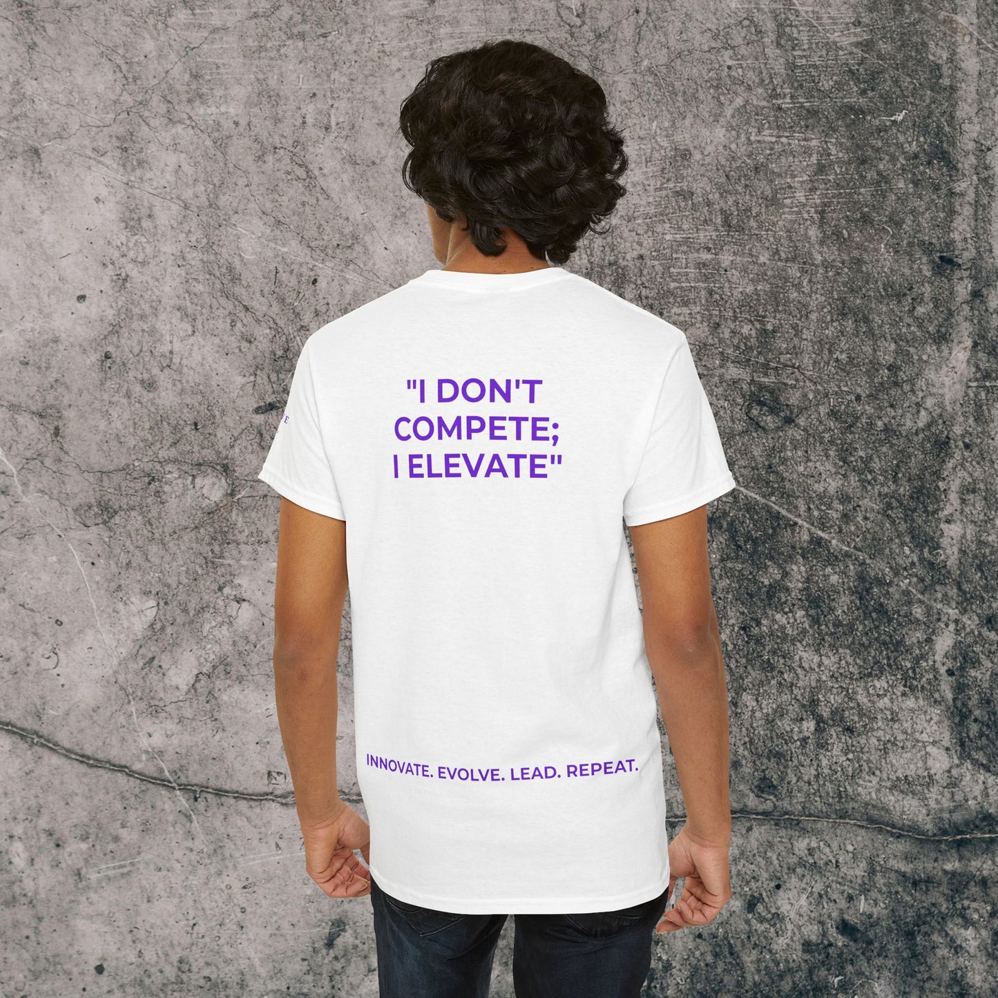 Unisex Heavy Cotton Tee Purple Font - I Elevate!