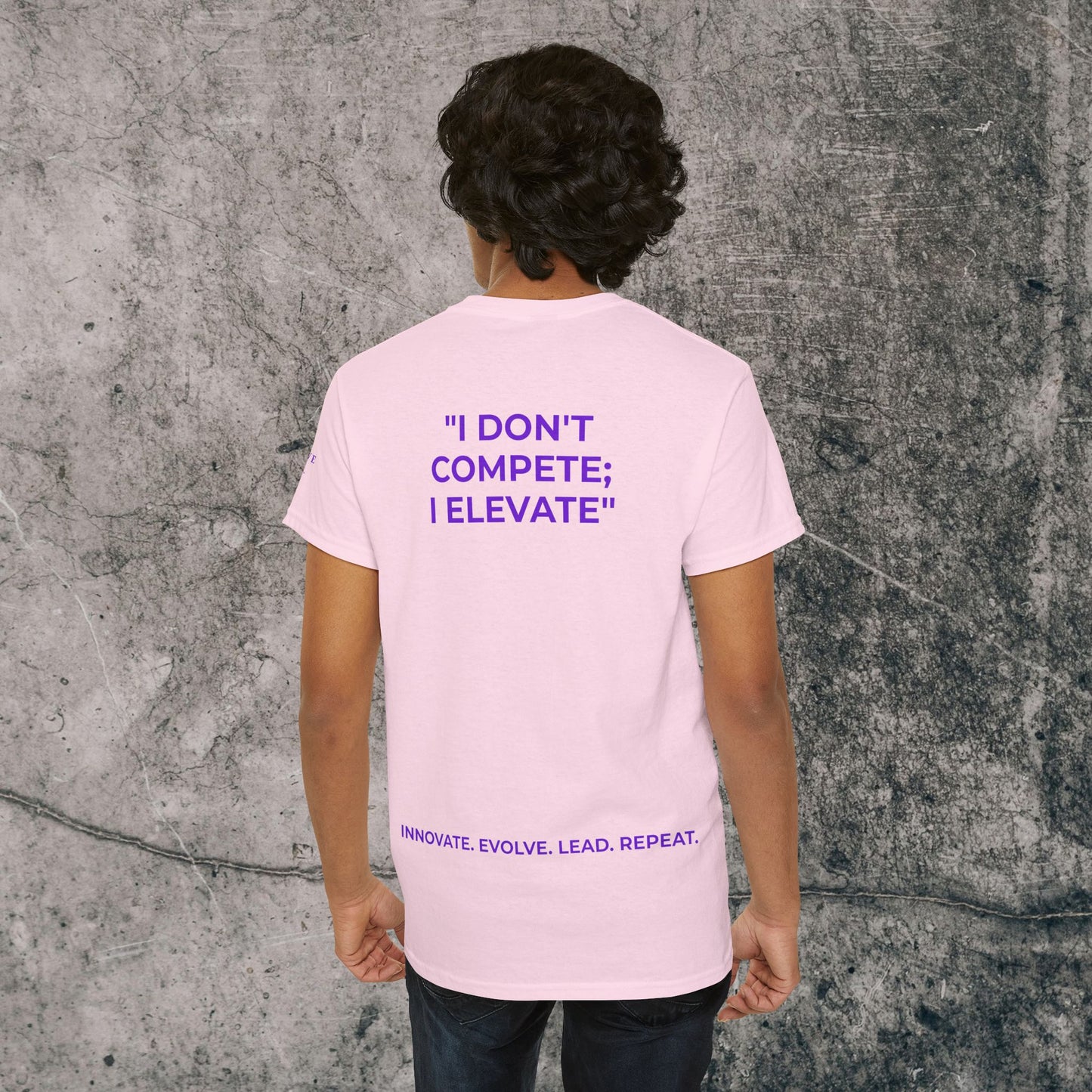 Unisex Heavy Cotton Tee Purple Font - I Elevate!