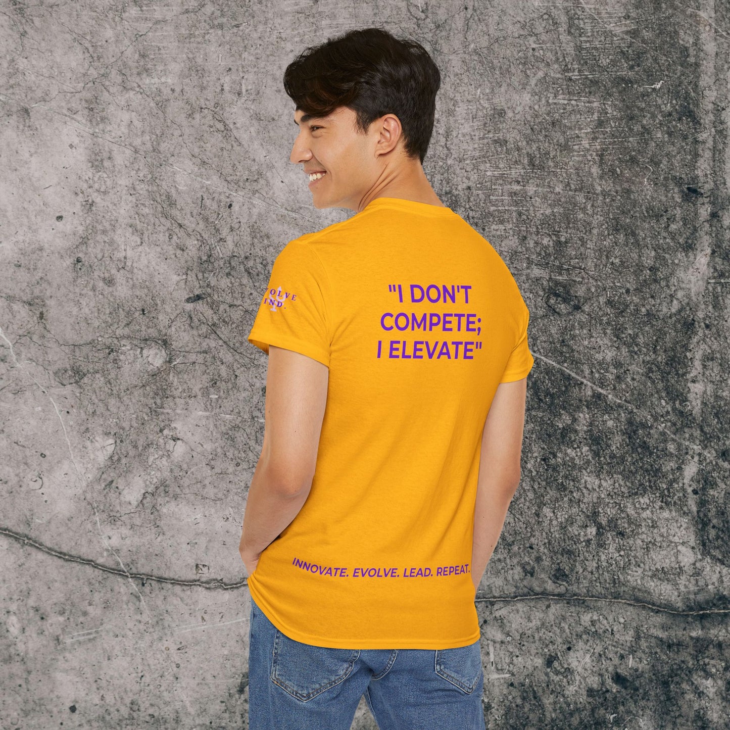 Unisex Heavy Cotton Tee Purple Font - I Elevate!