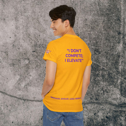 Unisex Heavy Cotton Tee Purple Font - I Elevate!