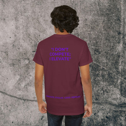 Unisex Heavy Cotton Tee Purple Font - I Elevate!