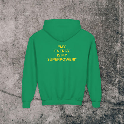 Youth Heavy Blend Hoodie Yellow Font - Energy!