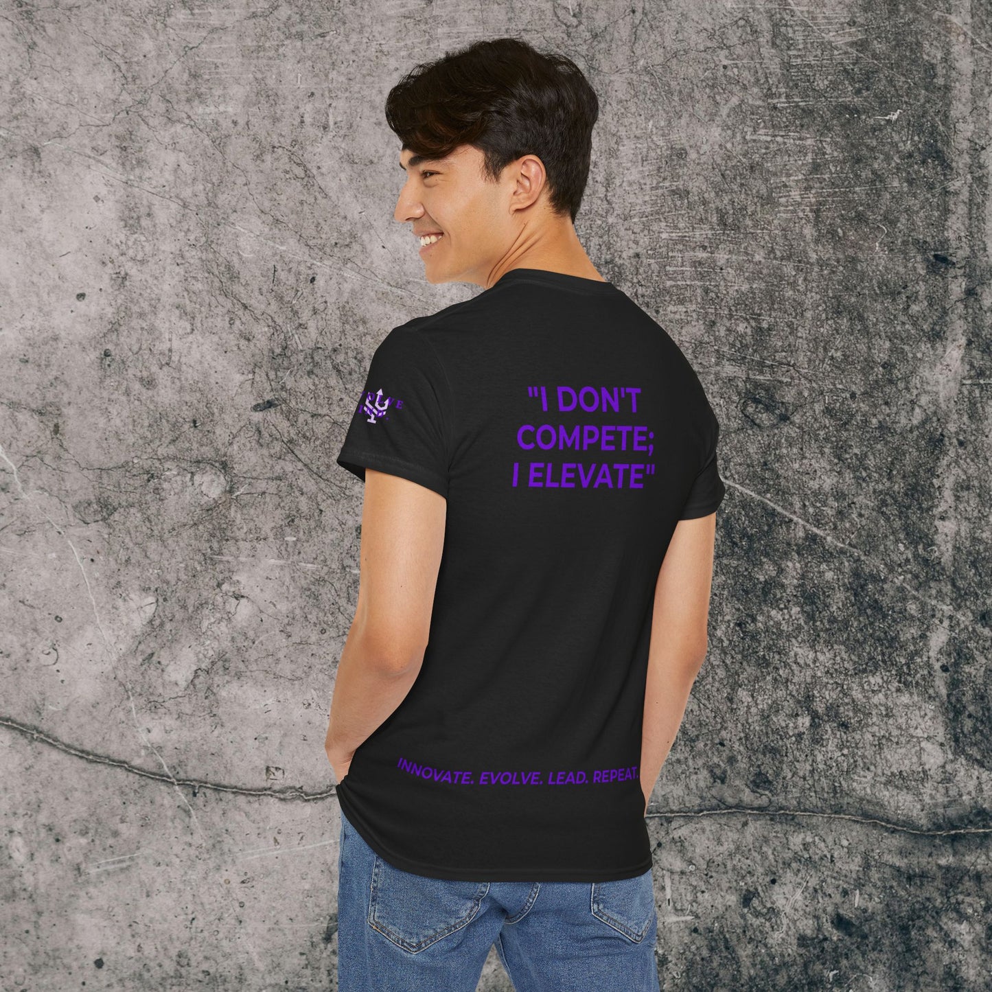 Unisex Heavy Cotton Tee Purple Font - I Elevate!
