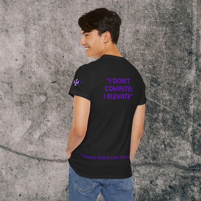 Unisex Heavy Cotton Tee Purple Font - I Elevate!