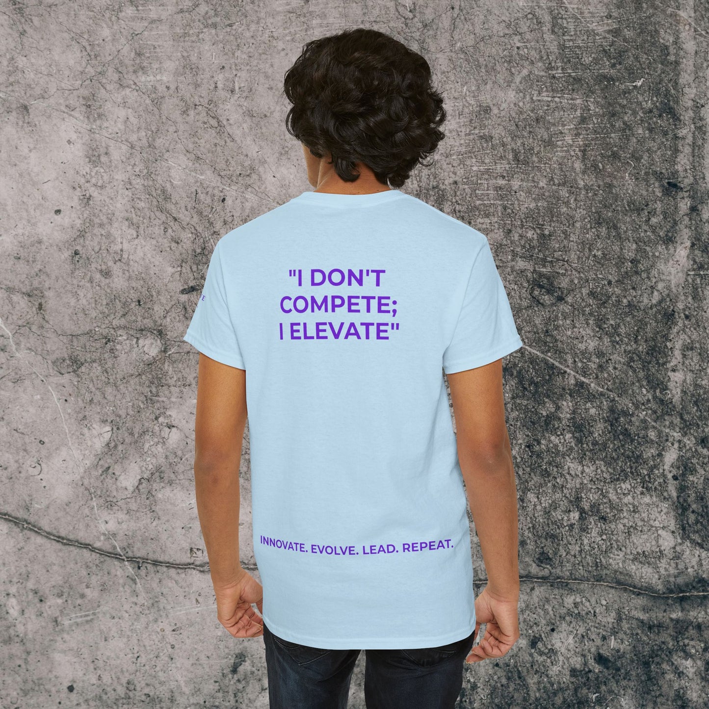 Unisex Heavy Cotton Tee Purple Font - I Elevate!