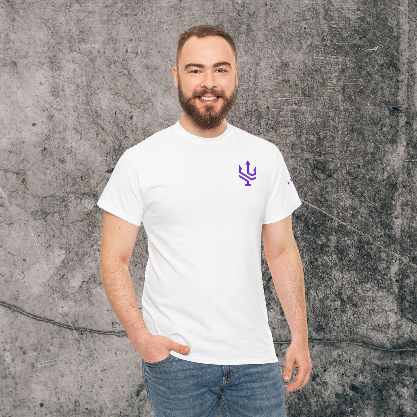 Unisex Heavy Cotton Tee Purple Font - I Elevate!