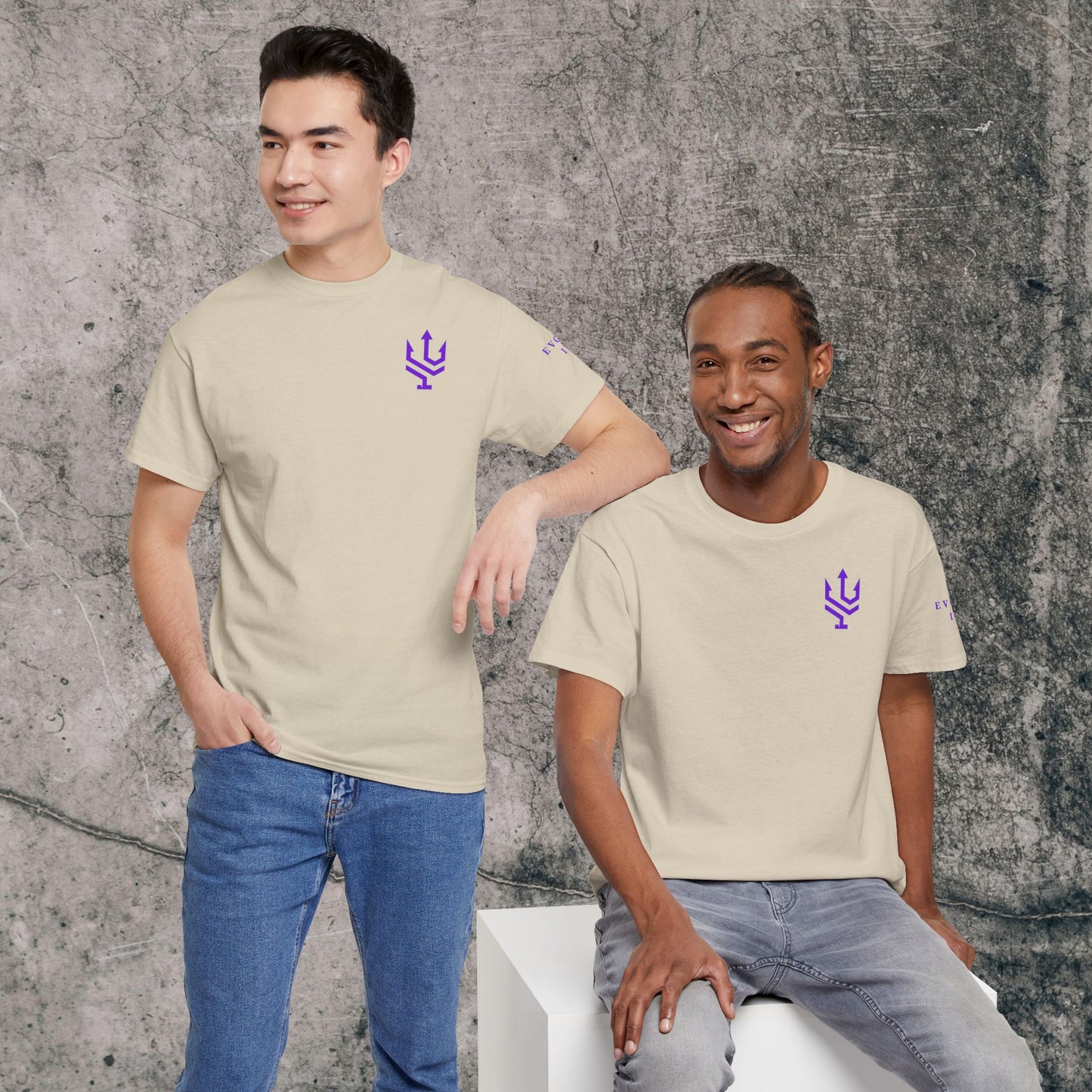 Unisex Heavy Cotton Tee Purple Font - I Elevate!
