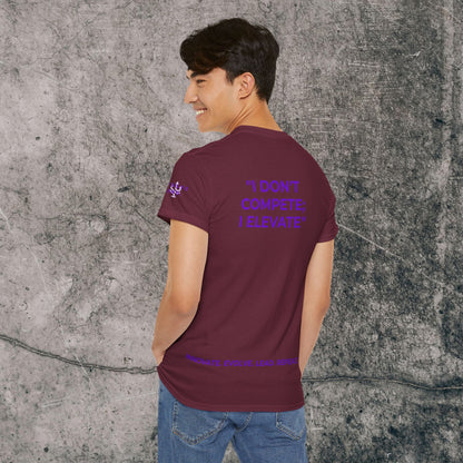 Unisex Heavy Cotton Tee Purple Font - I Elevate!