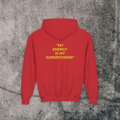 Youth Heavy Blend Hoodie Yellow Font - Energy!