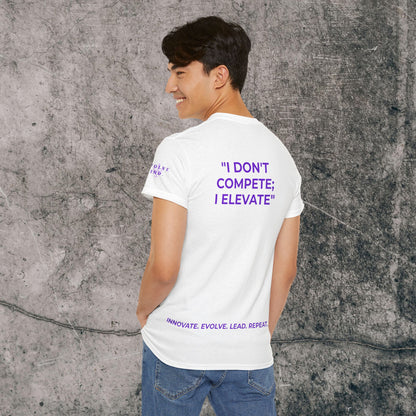 Unisex Heavy Cotton Tee Purple Font - I Elevate!